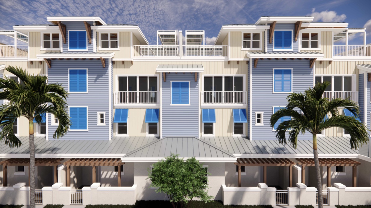 Outlook Way architectural symmetry, roof forms and rooftop terraces