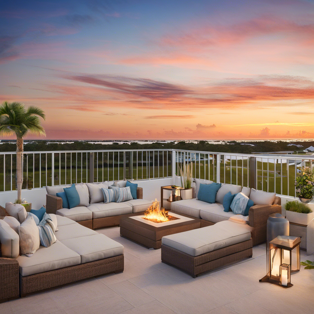 Outlook Way private rooftop terrace overlooking the Dunedin Causeway at sunset